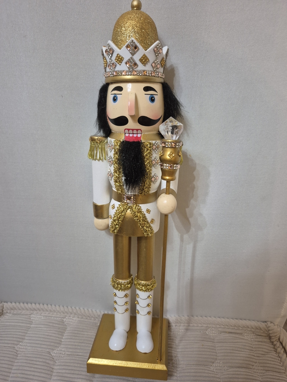 Gold & White Nutcracker Soldier Holiday Decoration by